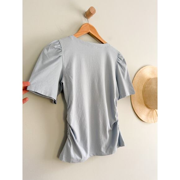 Madewell | NWT Side-Cinch Puff-Sleeve Tee in Feather Blue | Sz XXS - Picture 8 of 8